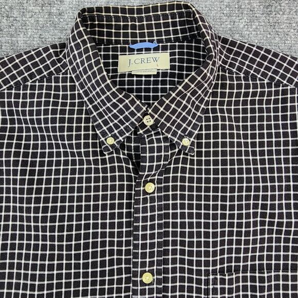 J Crew Shirt Mens Large Black White Check Long Sleeve Casual Button Down Preppy - Picture 1 of 15